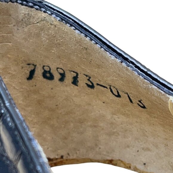 Kenneth Cole Womens Black Croc-Embossed Leather Tango ll Heels Size 7 - Picture 9 of 10